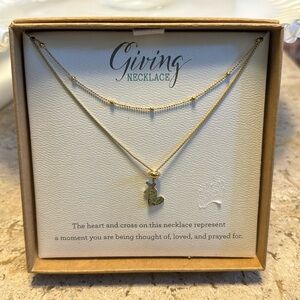 Demdaco Giving Necklace NIB Heart & Cross